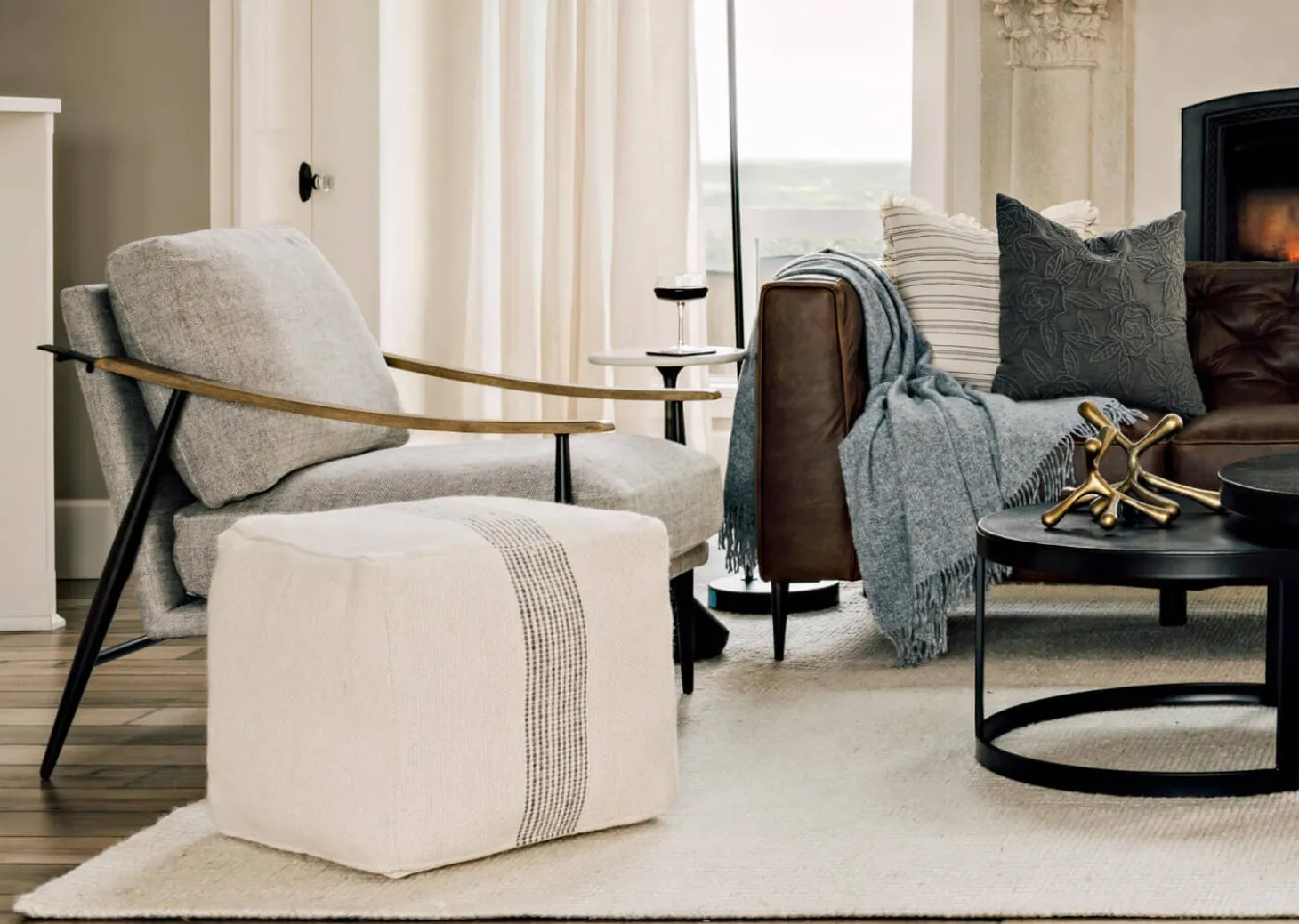 Banks Recycled Metal Accent Table -Bronze