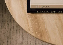 Bocelli Round Coffee Table -Lia Blonde/Travertine
