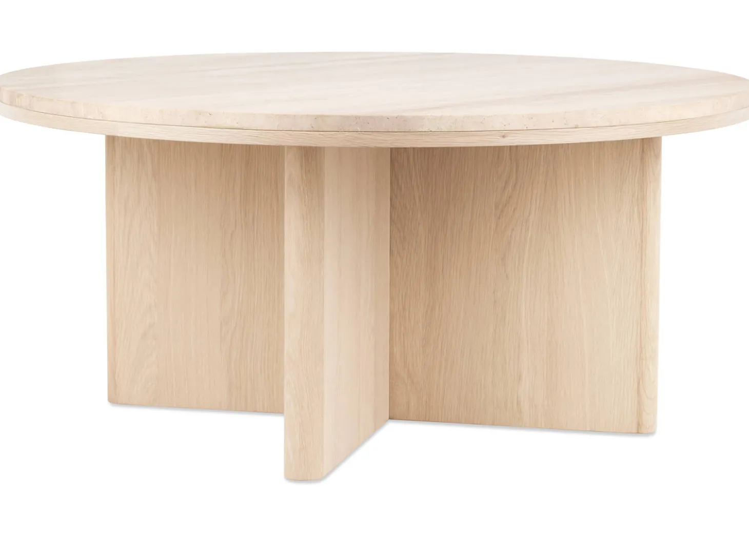 Bocelli Round Coffee Table -Lia Blonde/Travertine