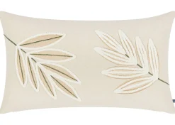 Cambria Cotton Leaf Pillow 14x24 Ivory