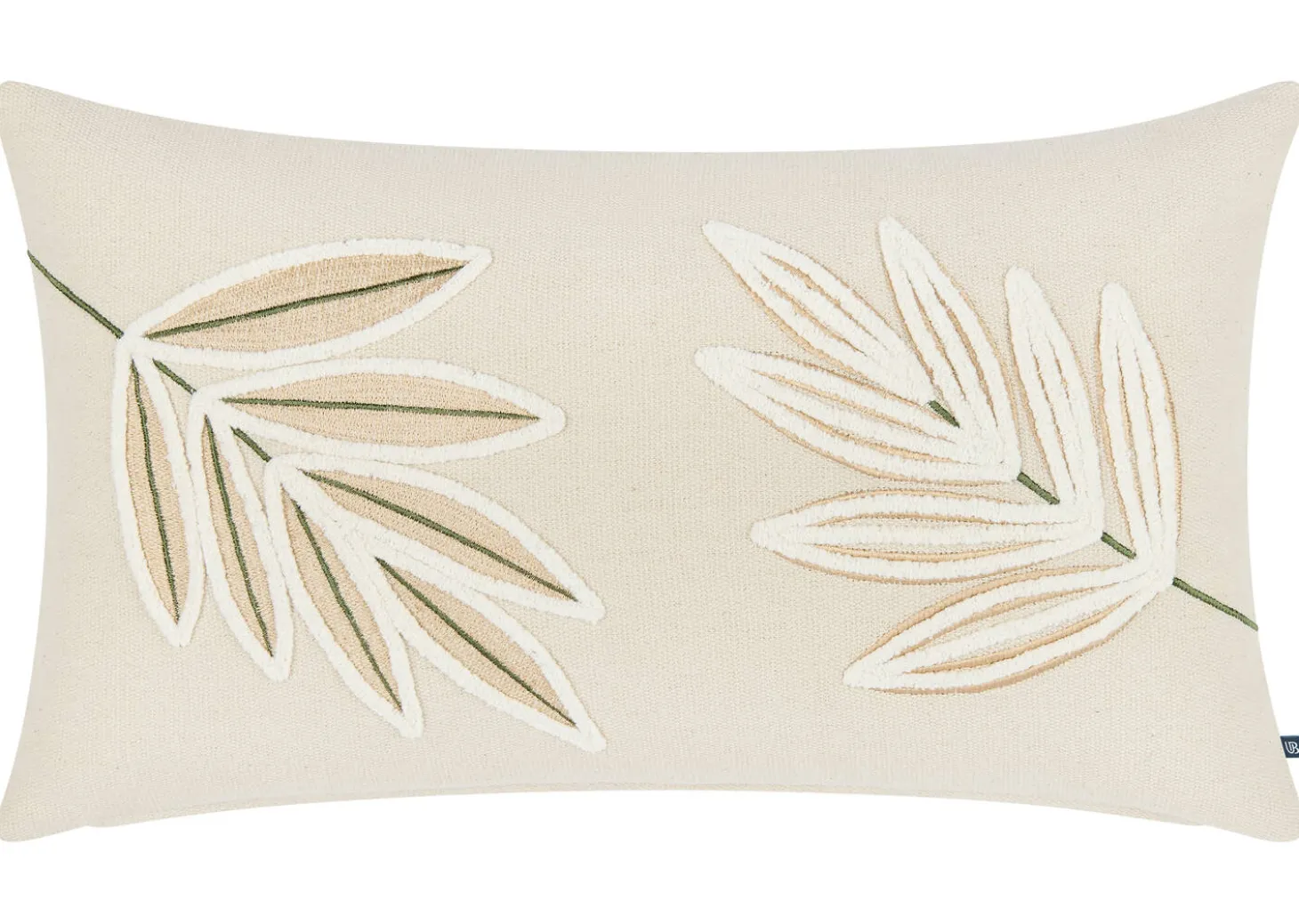 Cambria Cotton Leaf Pillow 14x24 Ivory