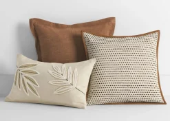 Cambria Cotton Leaf Pillow 14x24 Ivory