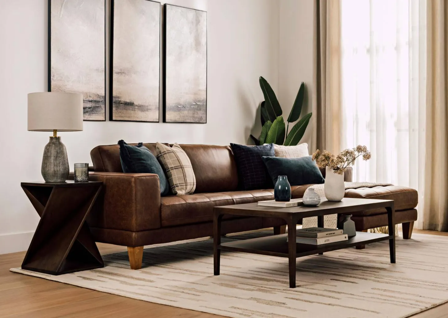 Carson Leather Sofa Chaise