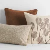 Ramea Cotton Floral Pillow 20x20 Ivory/Brown