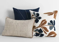 Reine Cotton Floral Pillow 20x20 Ivory/Blue