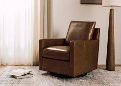 Sadie Leather Swivel Armchair -Arlo Rum