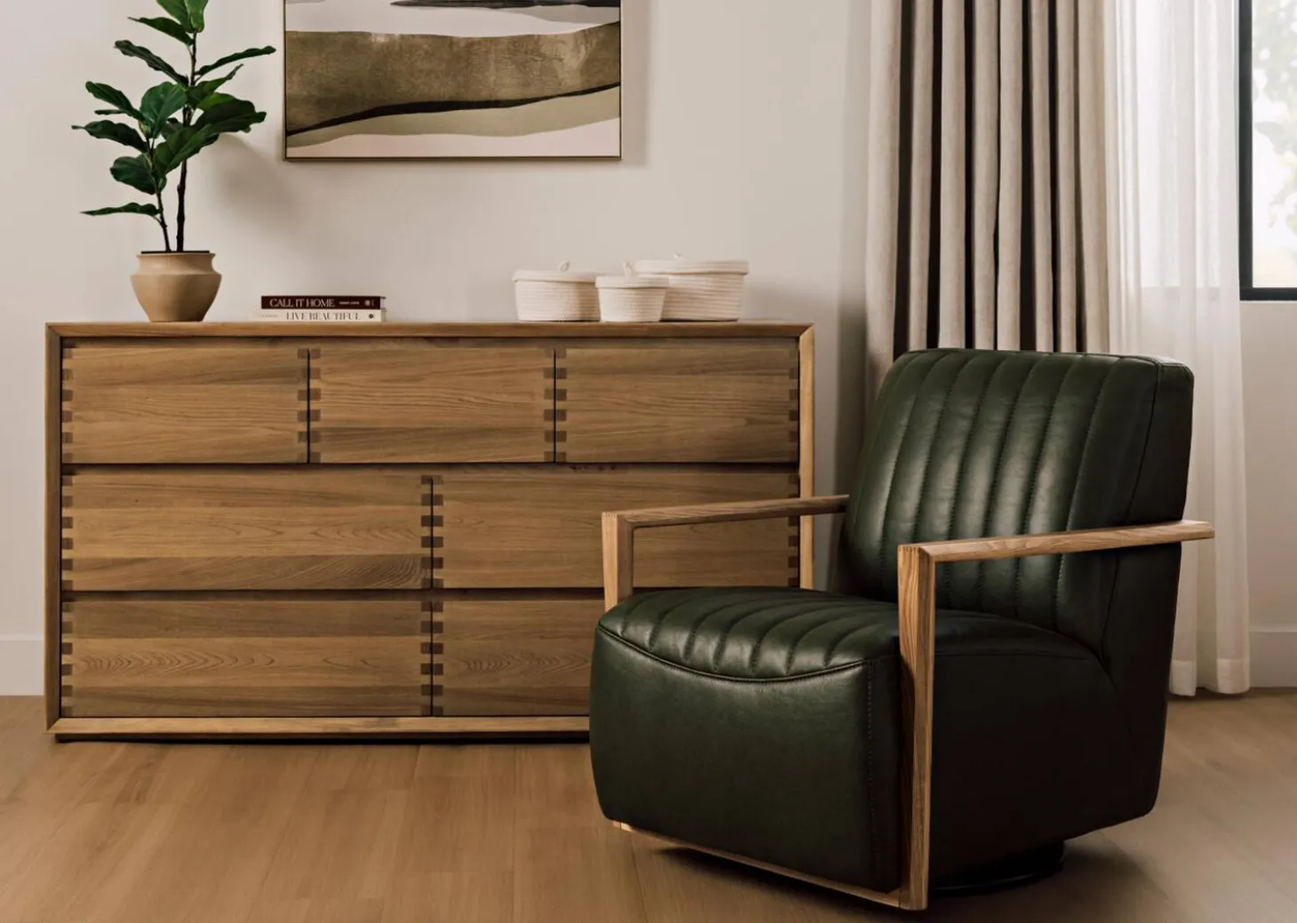 Simone Leather Swivel Chair