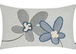 Zena Cotton Floral Pillow 14x24 Iv/Blue