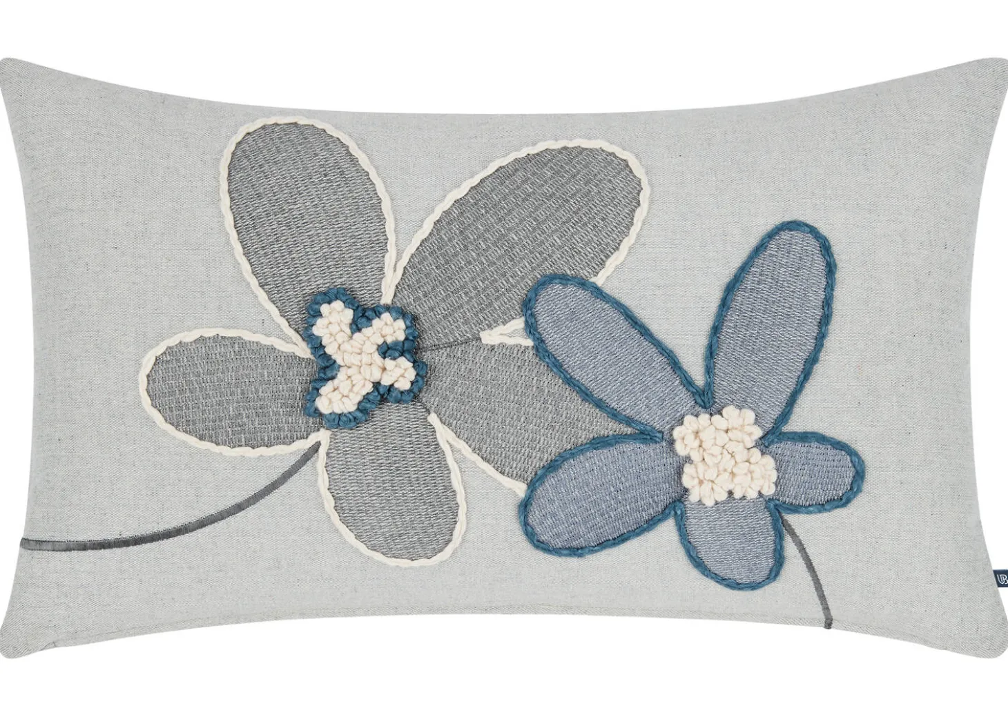 Zena Cotton Floral Pillow 14x24 Iv/Blue